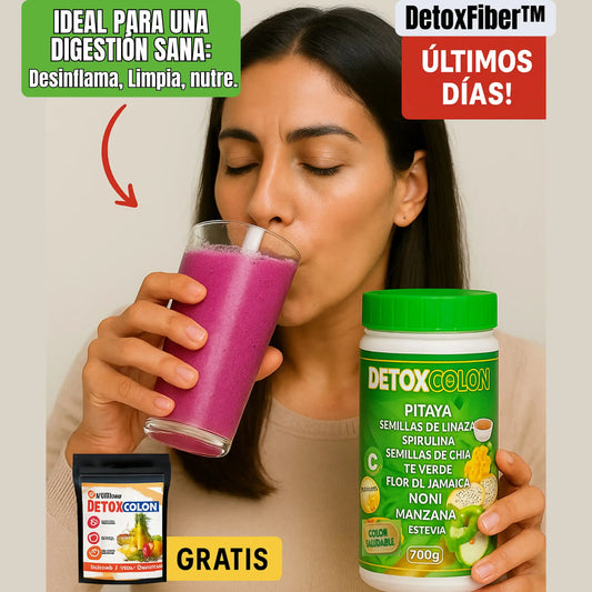 DetoxFiber™| IDEAL PARA UNA DIGESTIÓN SANA: Desinflama, Limpia, Nutre. GRATIS GreenPower Shot