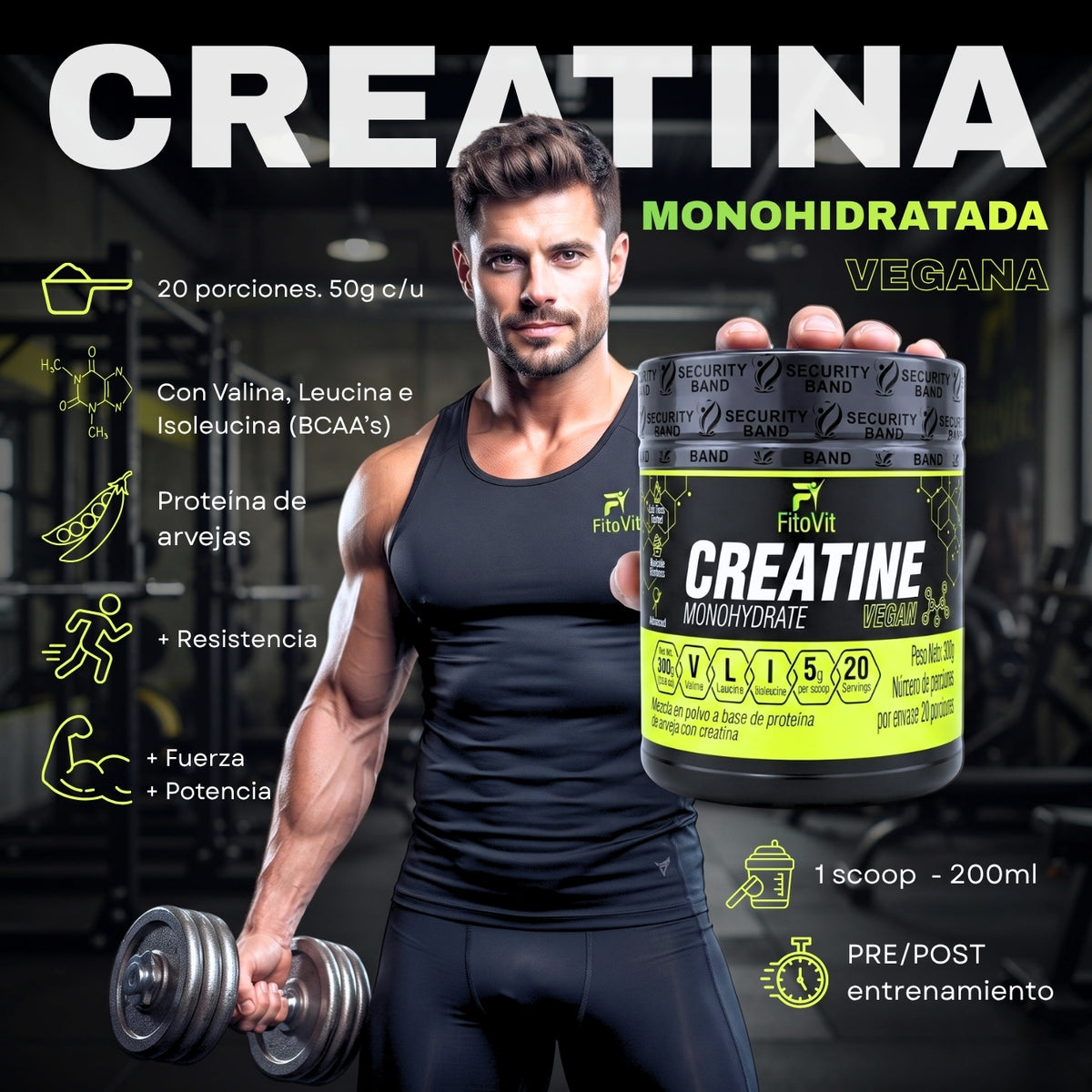 CREATINA MONOHIDRATADA X 300GR - FITOVIT