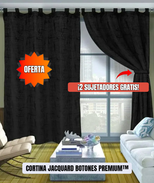 CORTINA JACQUARD BOTONES PREMIUM™| Decora con clase, bloquea la luz y descansa profundamente.