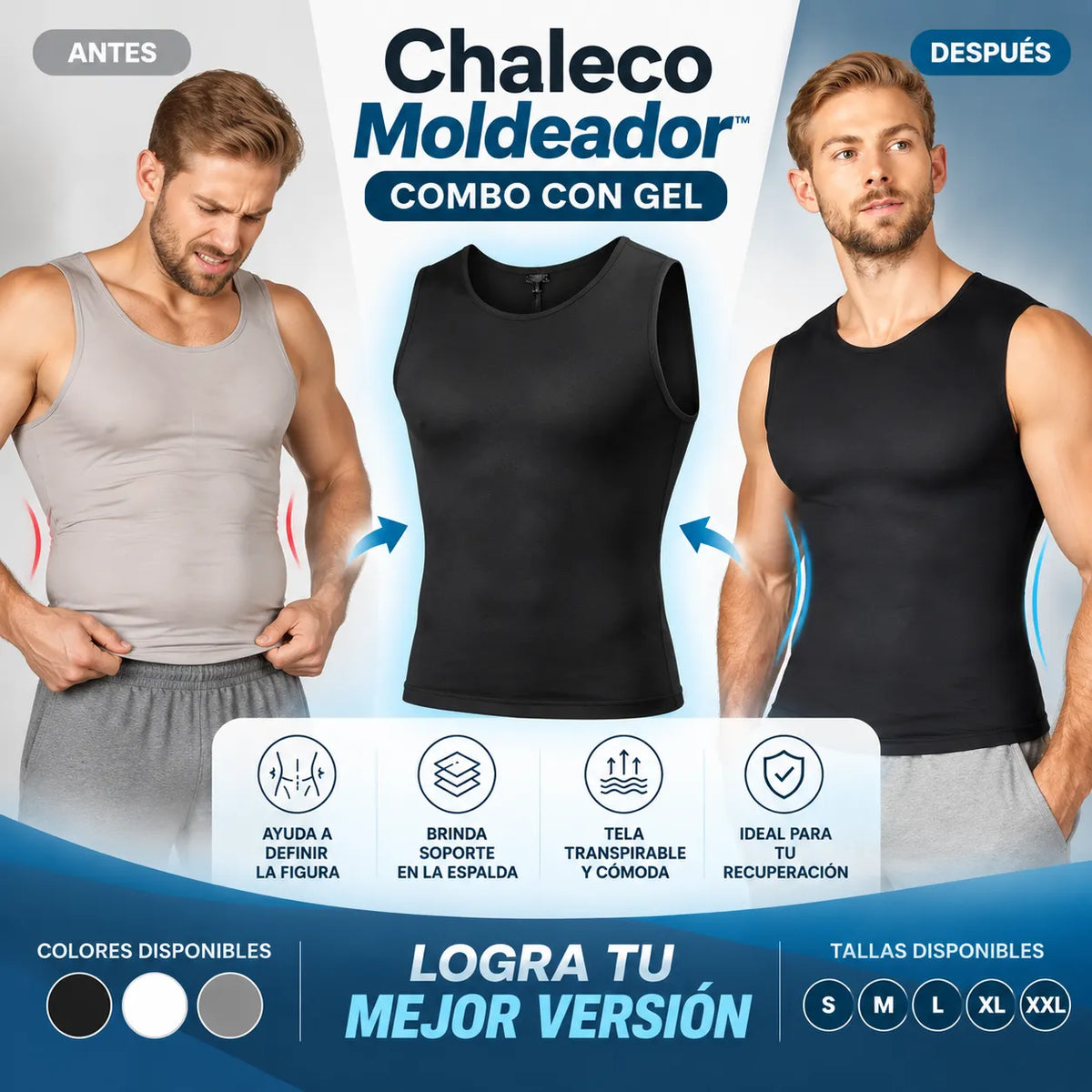 Chaleco Moldeador™ + Gel | Moldea tu figura y recupera tu confianza en tu día a día