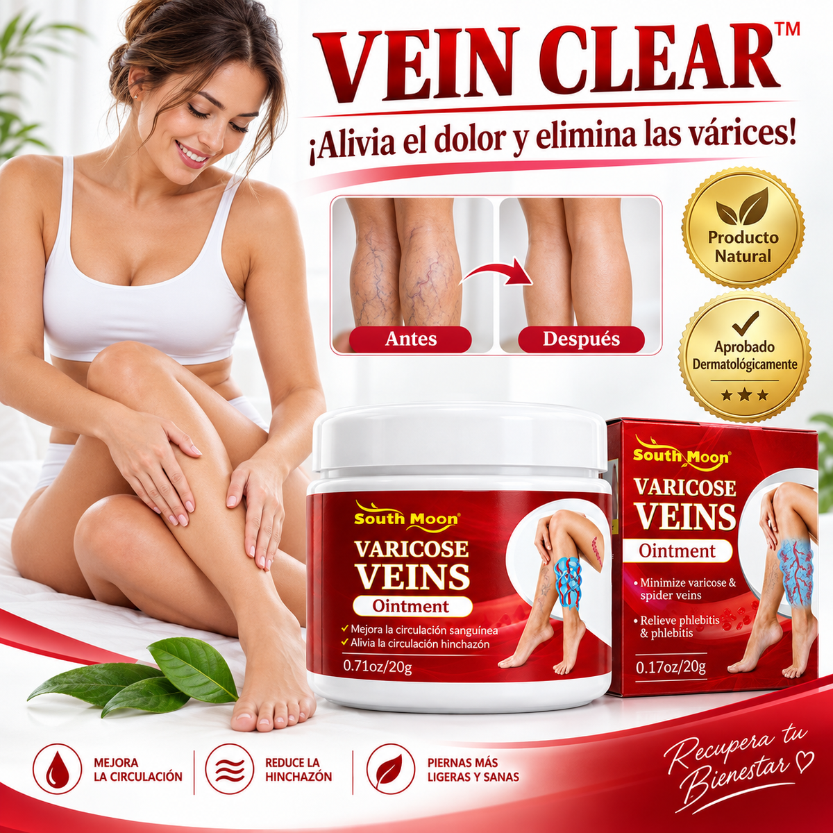 VeinClear™ |  Reduce la hinchazón, el cansancio y las venas visibles