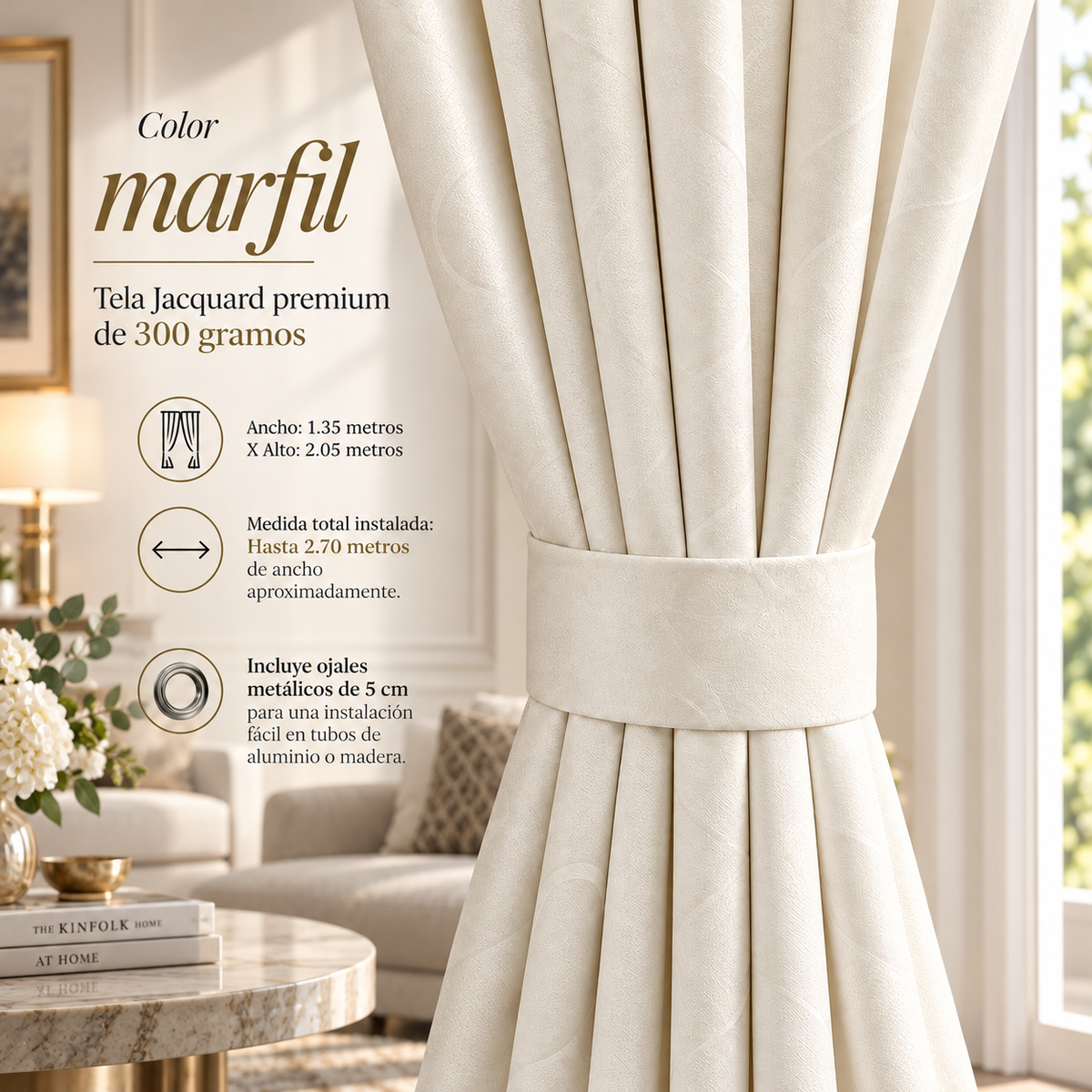 CORTINAS JACQUARD PREMIUM 300g | Elegancia, privacidad y descanso