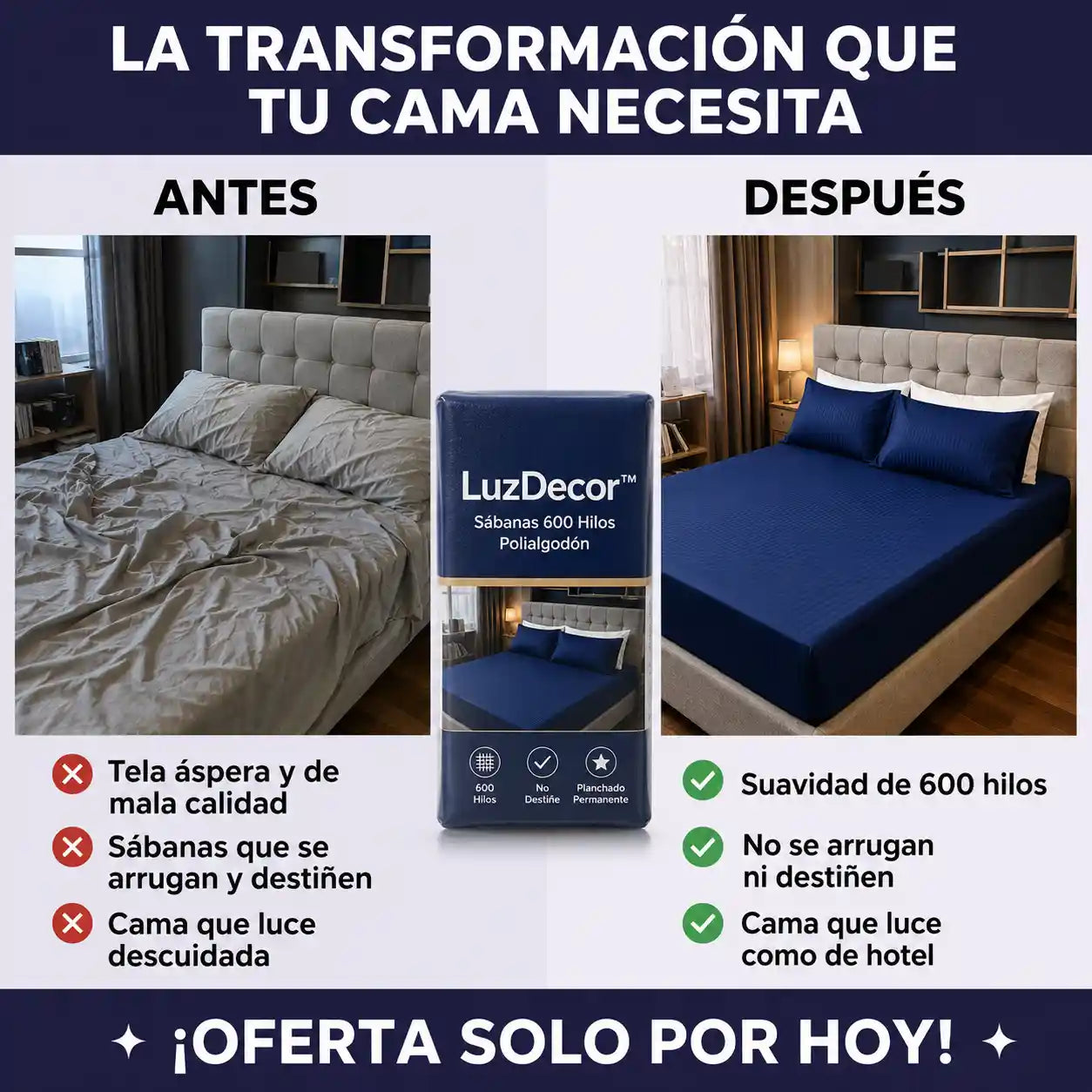 LuzDecor™ | Sábanas suaves, sin arrugas y con colores que duran lavado tras lavado