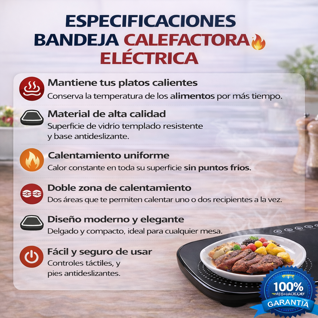 THERMOTRAY™ | Bandeja Calefactora Eléctrica para Mantener Tu Comida Caliente