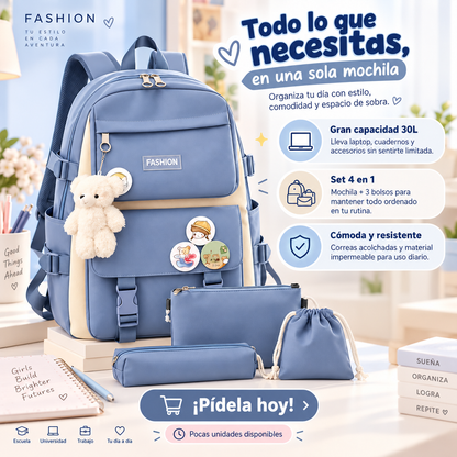 SET DE MALETA KAWAII COREANA 4 EN 1 | ESTILO, ESPACIO Y ORGANIZACIÓN