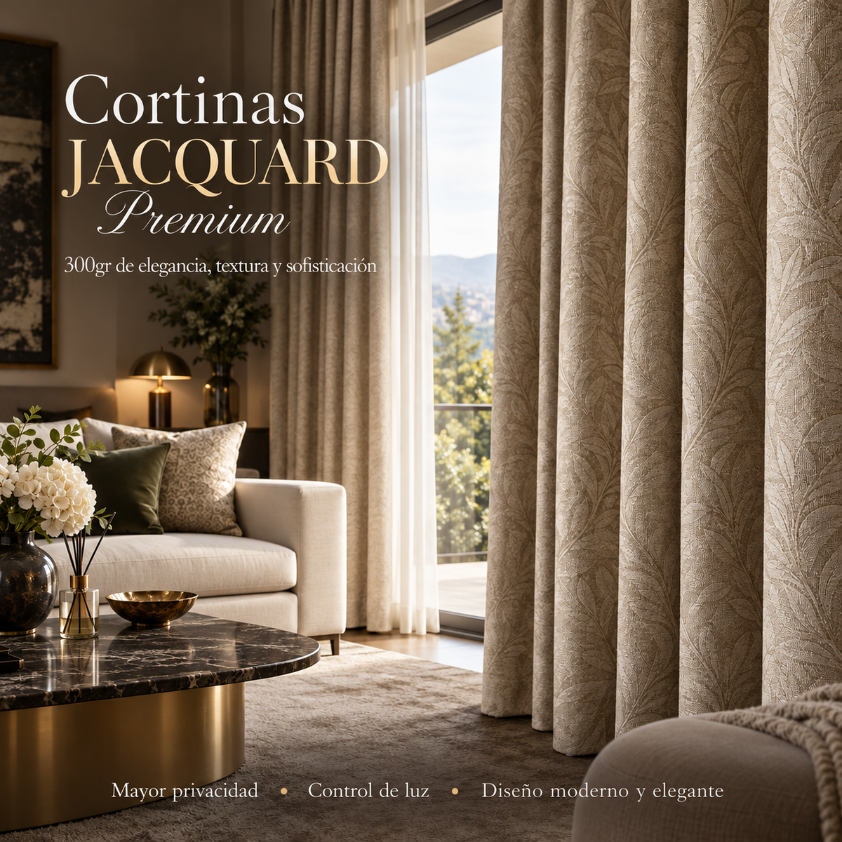 CORTINAS JACQUARD PREMIUM 300g | Elegancia, privacidad y descanso