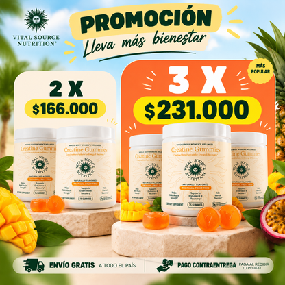 Gomitas de creatina monohidratadas 375G | Vital Source Nutrition – Sabor Tropical