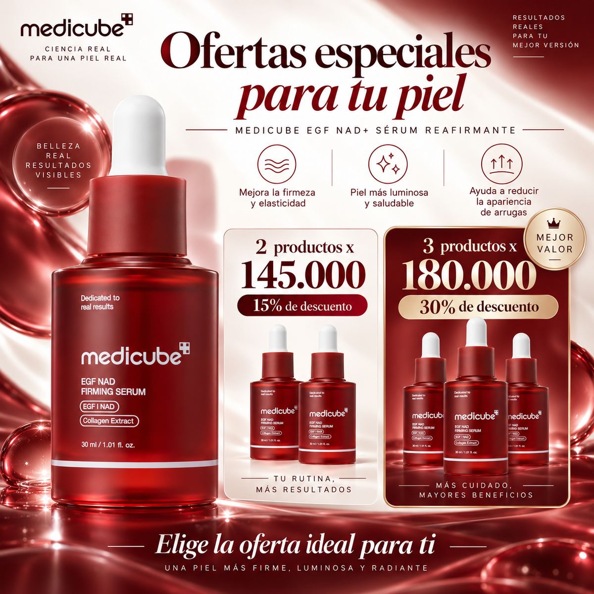 Serum Facial Antiedad EGF/NAD+ 30 ML | REAFIRMANTE Y ANTIARRUGAS