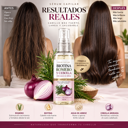 SÉRUM CAPILAR DE ROMERO A BASE DE AGUA DE ARROZ | NUTRE Y REVITALIZA