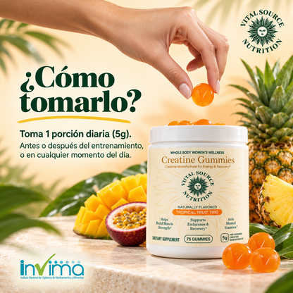 Gomitas de creatina monohidratadas 375G | Vital Source Nutrition – Sabor Tropical