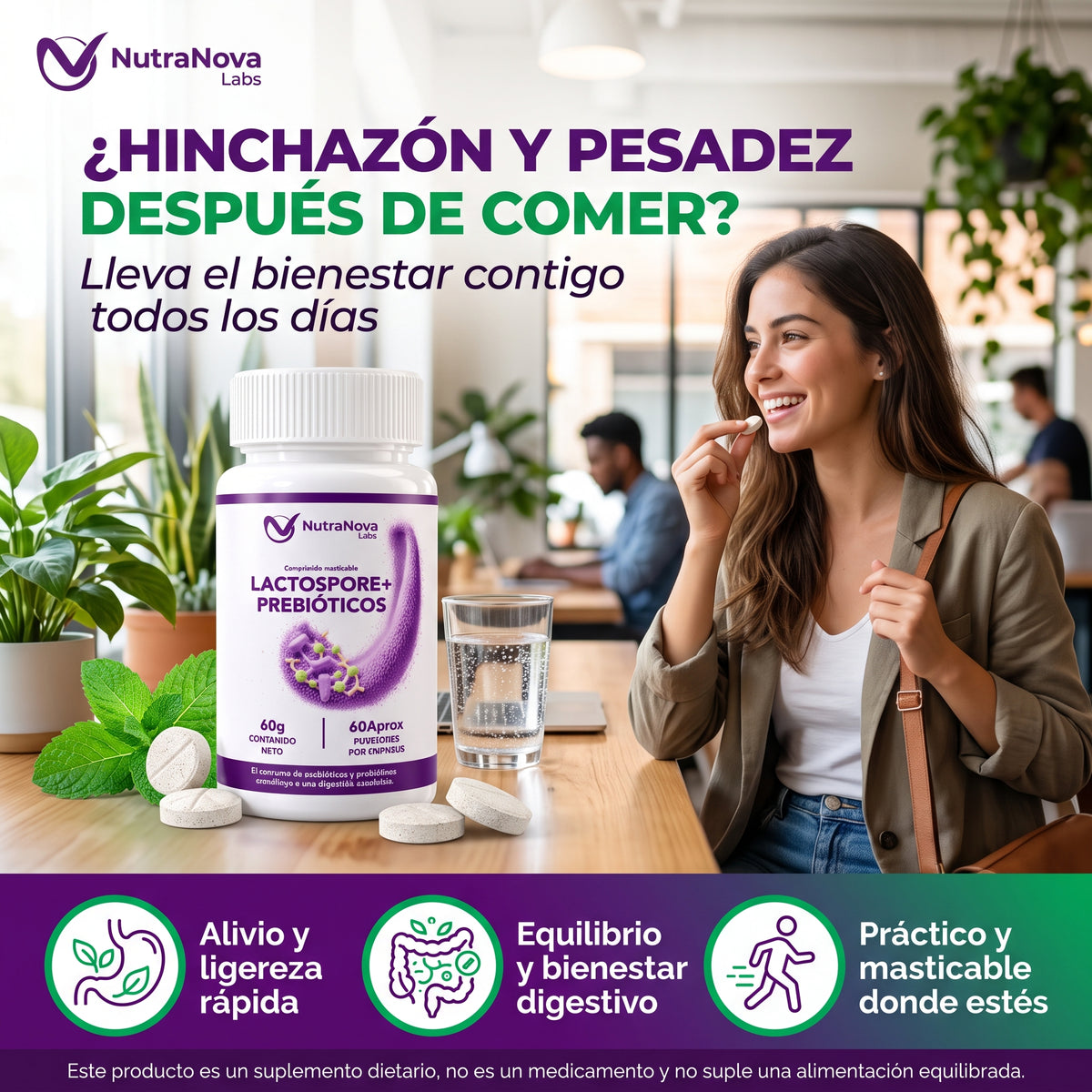 LACTOSPORE® + PREBIÓTICOS | PROBIÓTICOS MASTICABLES PARA LA DIGESTIÓN.