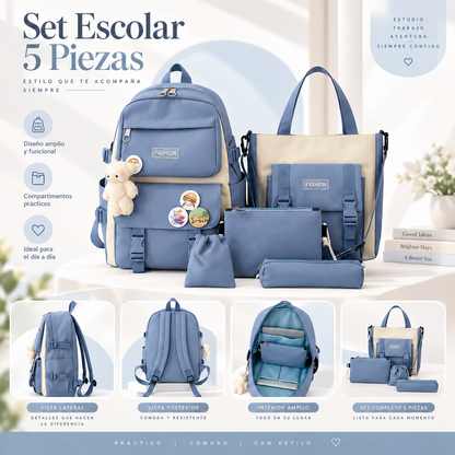 SET DE MALETA KAWAII COREANA 4 EN 1 | ESTILO, ESPACIO Y ORGANIZACIÓN