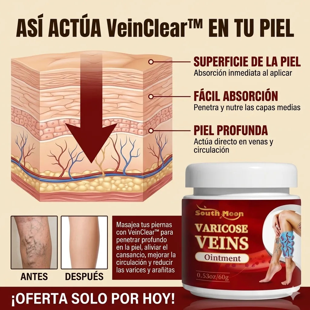 VeinClear™ |  Reduce la hinchazón, el cansancio y las venas visibles