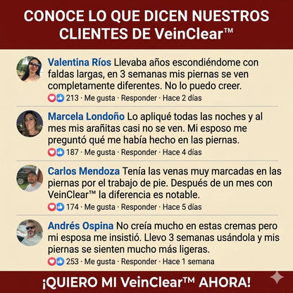 VeinClear™ |  Reduce la hinchazón, el cansancio y las venas visibles
