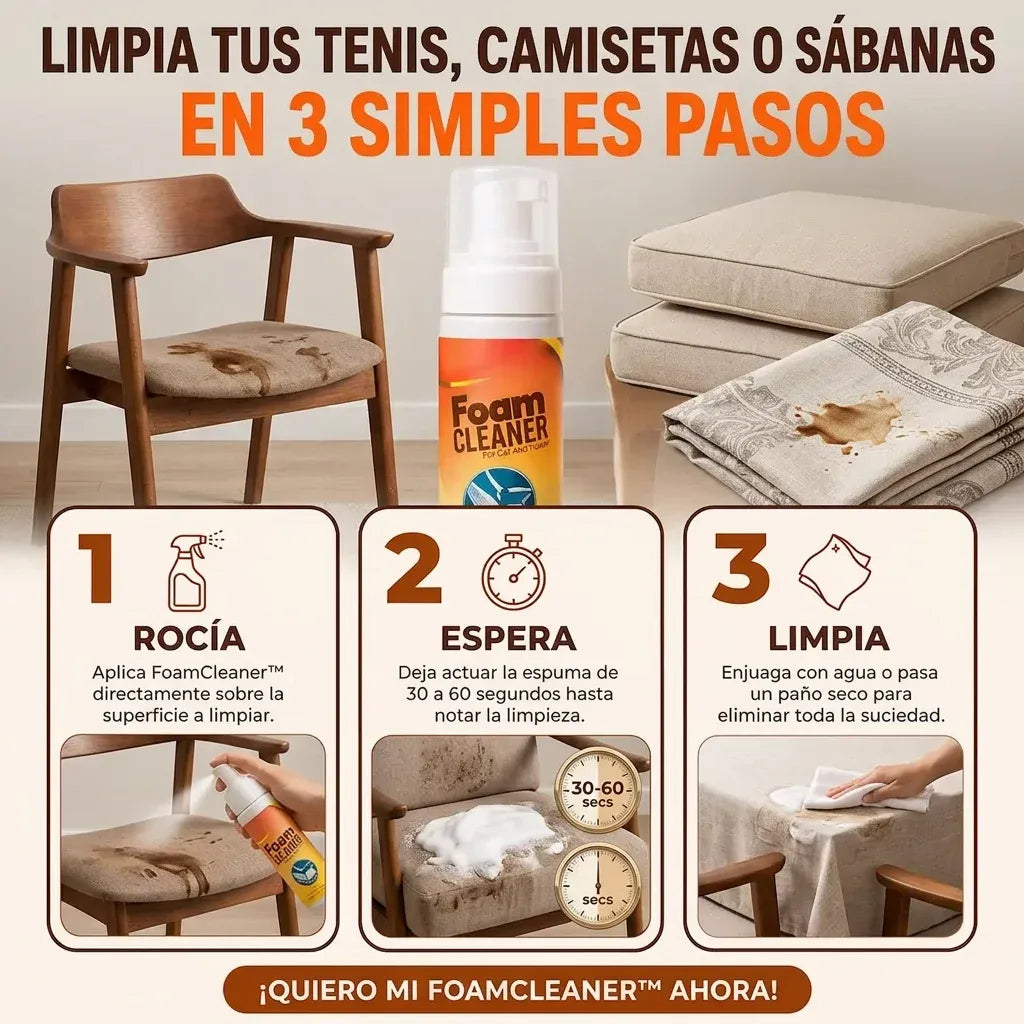 FoamCleaner™ | Elimina manchas imposibles de tus muebles al instante sin esfuerzo