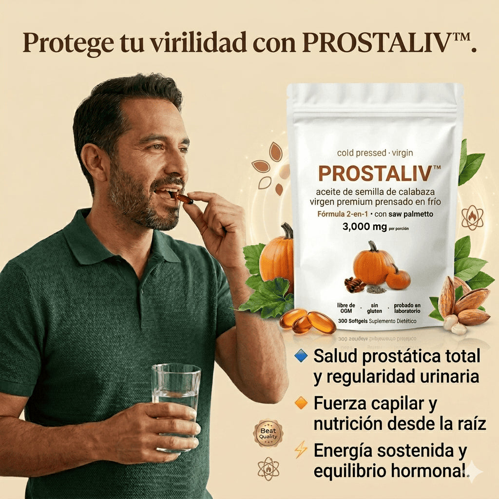 Prostaliv™ Salud prostática y cabello fuerte.