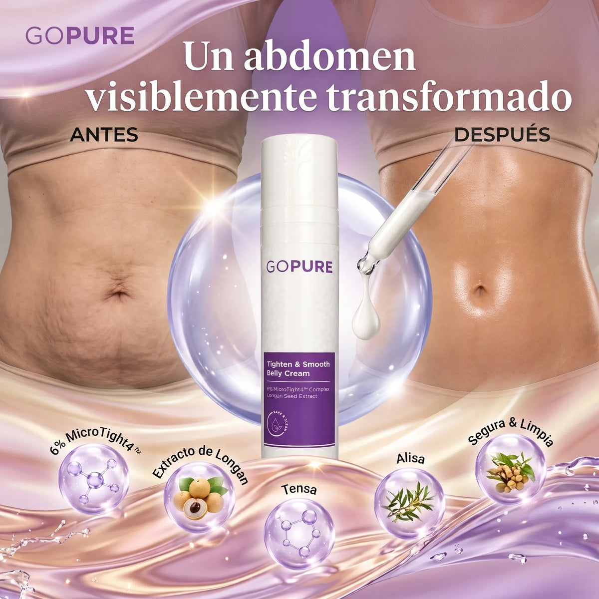 GOPURE™ | Reafirma y alisa la piel de todo tu abdomen sin tratamientos
