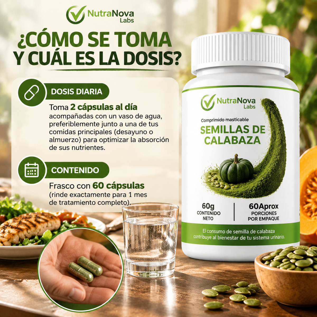 Semillas de calabaza premium NutraNova Labs | Salud Prostática