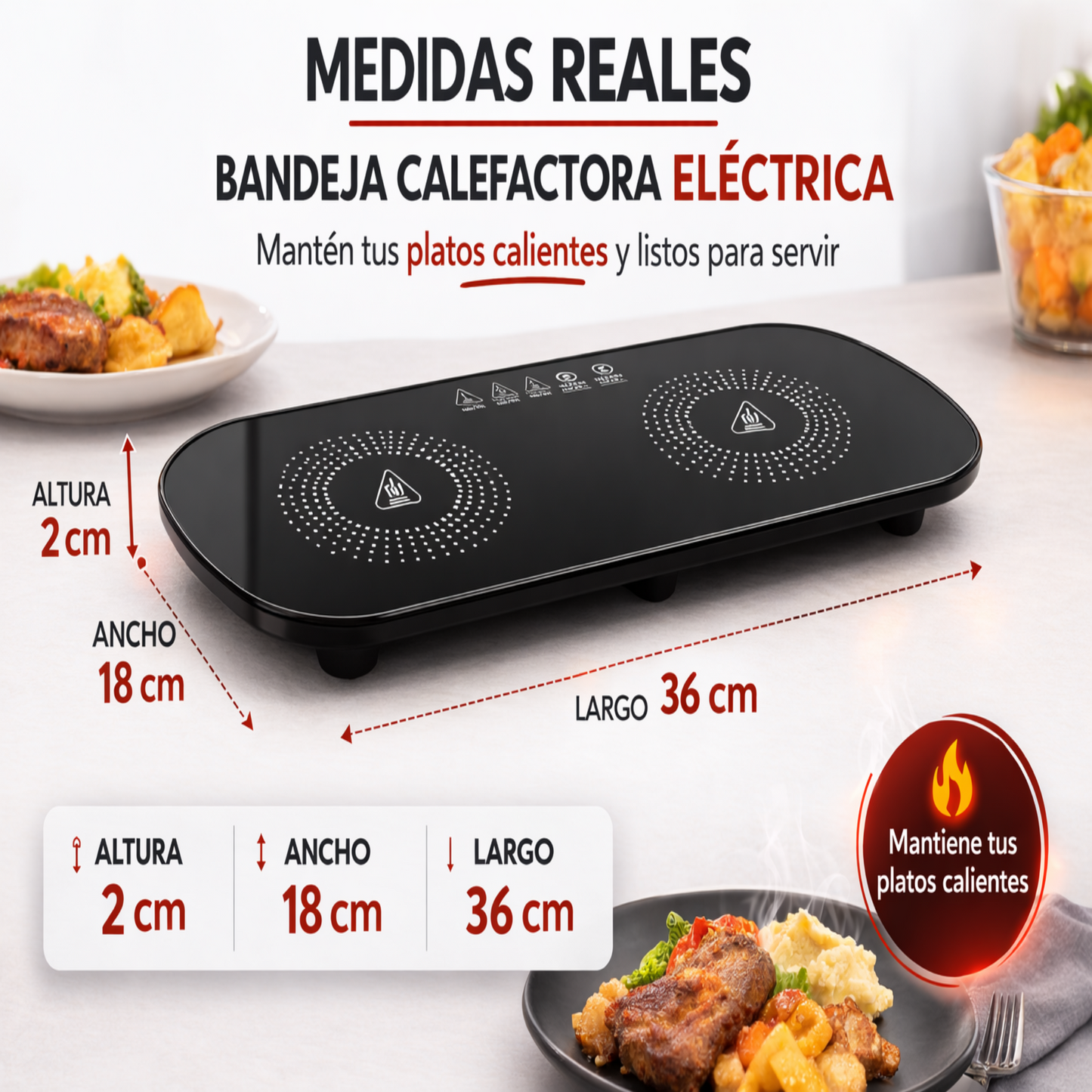 THERMOTRAY™ | Bandeja Calefactora Eléctrica para Mantener Tu Comida Caliente